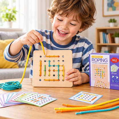 Double Battle Rope Threading Game – Pattern-Matching Educational Toy for Kids with Hand-Eye Coordination, Fine Motor Practice and Competitive Play