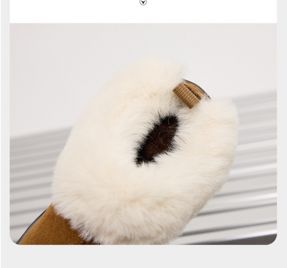 Women's Plush Platform Slippers – 2026 Autumn Winter Flannel Closed Toe Shoes with Warm Lining, Non Slip Sole and Retro Style