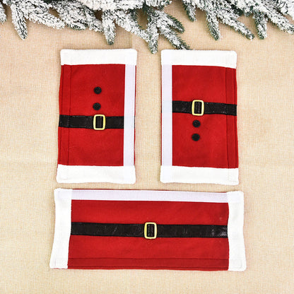 Linen Embroidered Handle Covers – Protective Refrigerator & Microwave Door Handle Gloves with Christmas Designs for Holiday Home Decoration