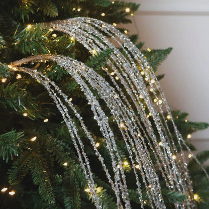 Sequin Glitter Christmas Branch Sticks – Artificial White Tassel Plant Decorations for Holiday Trees, Parties & Festive Displays