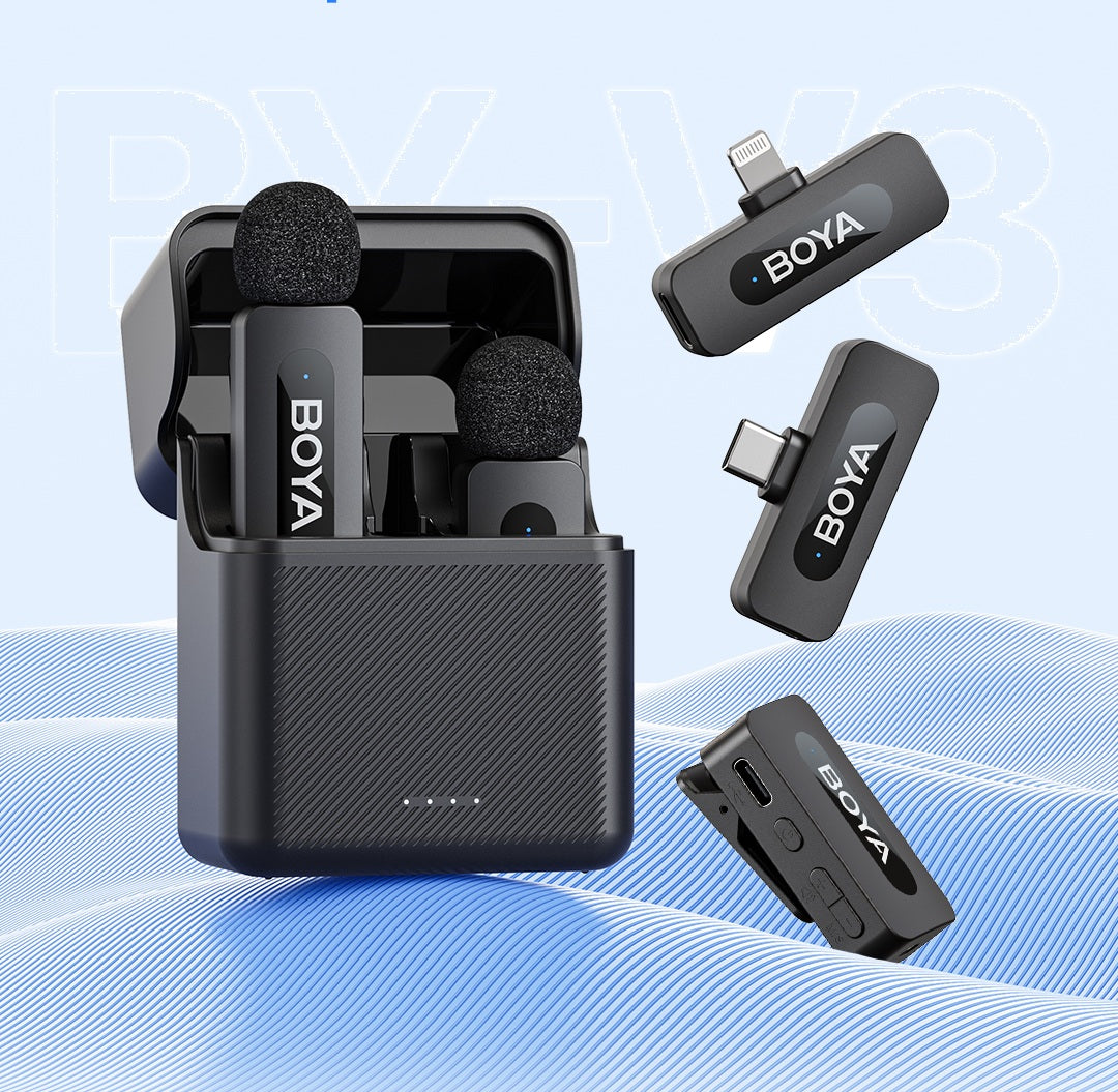 Wireless Lavalier Lapel Microphone – Rechargeable Noise-Cancelling Clip-On Mic for iPhone, Android, Camera, Live Streaming & Vlogging