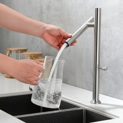 Stainless Steel Kitchen Faucet – Folding 360° Rotating Hot and Cold Mixer Tap with Ceramic Valve for Modern Sink Upgrades