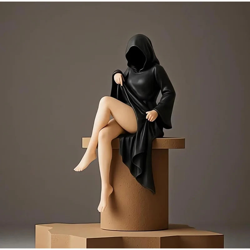 Halloween Masked Women Statue - Elegant and Mysterious Desktop Ornament for Fireplace, Entryway, or Halloween Home Decor