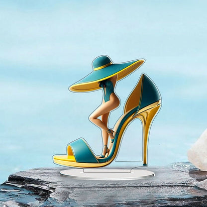 Creative High-Heel Beauty Figurine – Stylish Cartoon Desktop Ornament for Living Room Home Decor, Unique Decorative Accent for Modern Spaces
