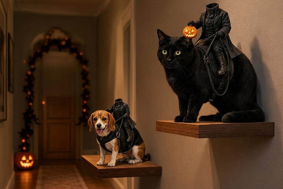 Headless Knight Pet Costume – 3D Pumpkin Lantern Halloween Outfit for Cats and Dogs, Funny Party Vest and Spooky Photo Accessory