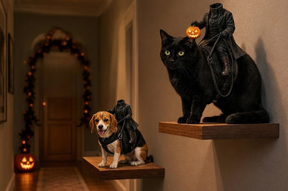 Headless Knight Pet Costume – 3D Pumpkin Lantern Halloween Outfit for Cats and Dogs, Funny Party Vest and Spooky Photo Accessory
