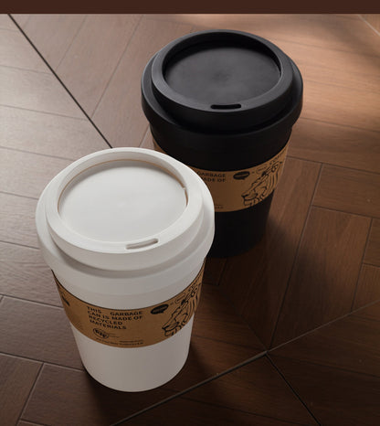 Coffee Cup Style Desktop Trash Can – Small Plastic Waste Bin with Lid for Home, Office and Bedroom Use
