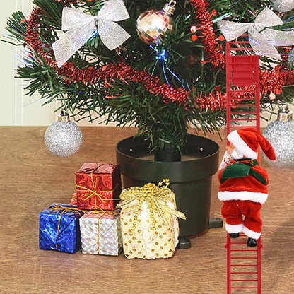 Electric Climbing Ladder Santa Claus - Musical LED Light Christmas Decor Ornament for Trees, Festive Hanging Holiday Decoration for Home & Party Displays