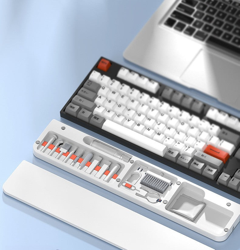 Multifunctional Cleaning Kit – 22-in-1 Multifunction Keyboard, Leather and Sponge Cleaning Tools with Ergonomic Wrist Rest for Office Desks and Electronics