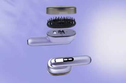 Vibration Hair Care Massage Comb with Atomizing Spray – Scalp Massaging Hairbrush for Oil Application and Relaxing Head Care