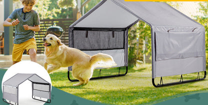 Waterproof Outdoor Dog Tent – Windowed Sunshade Cot Shelter for Comfortable Pet Rest, Camping, Backyard Lounging and Warm-Weather Adventures