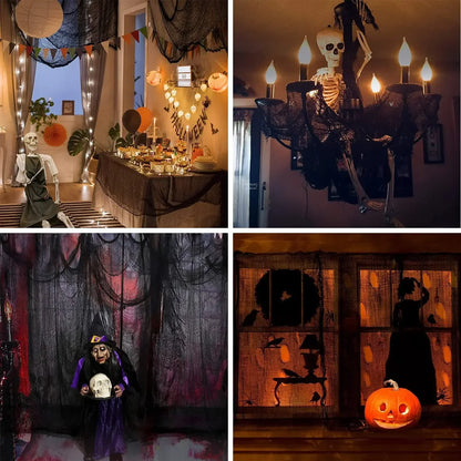 Black Creepy Halloween Gauze – 76x183CM Spooky Cloth Decoration for Windows, Tables, Doors, Haunted Houses and Horror Party Backdrops