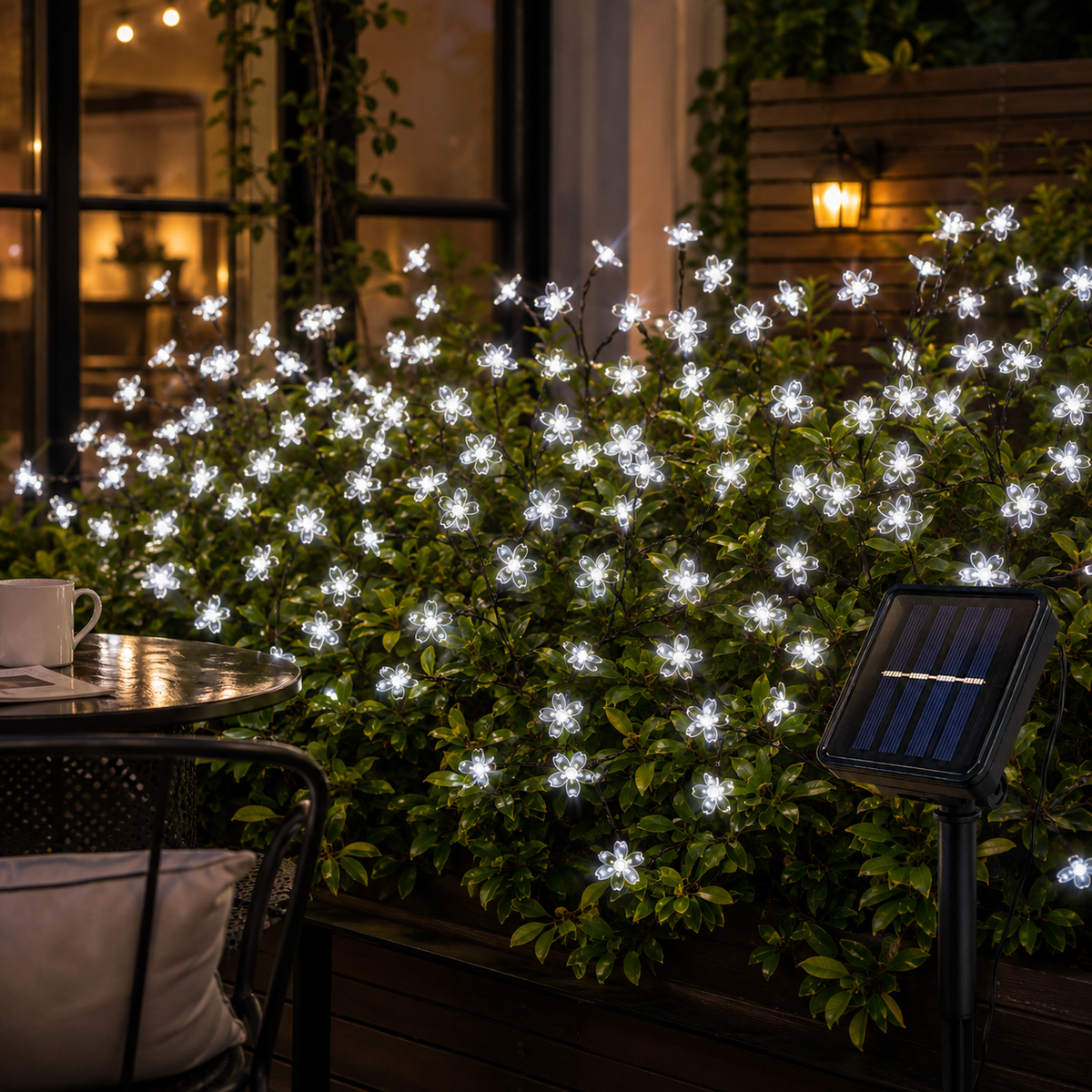 Cherry Blossom Solar String Lights – Romantic Outdoor Fairy Lighting for Gardens, Patios, Balconies, Weddings, Parties and Warm Decorative Ambience