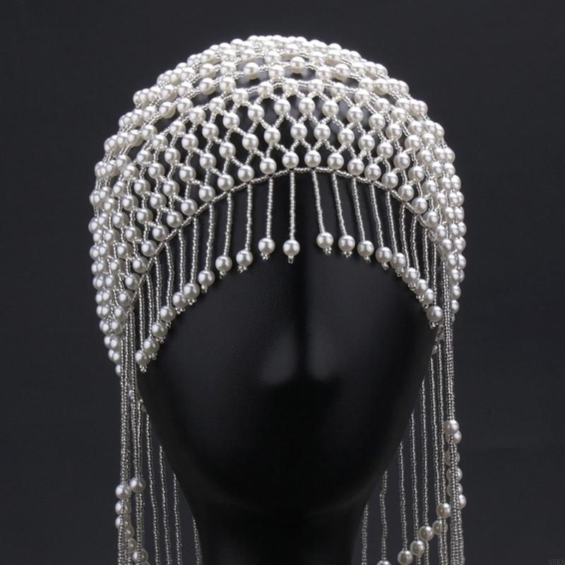 Graceful Pearl Beaded Hair Headpiece - Adjustable Elegant Hair Accessory for Weddings, Formal Events, or Stylish Everyday Wear
