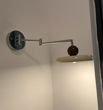 French Cream Swing Arm Wall Lamp – Adjustable LED Reading Sconce for Bedrooms, Studies, Bedside Areas and Modern Minimalist Home Decor