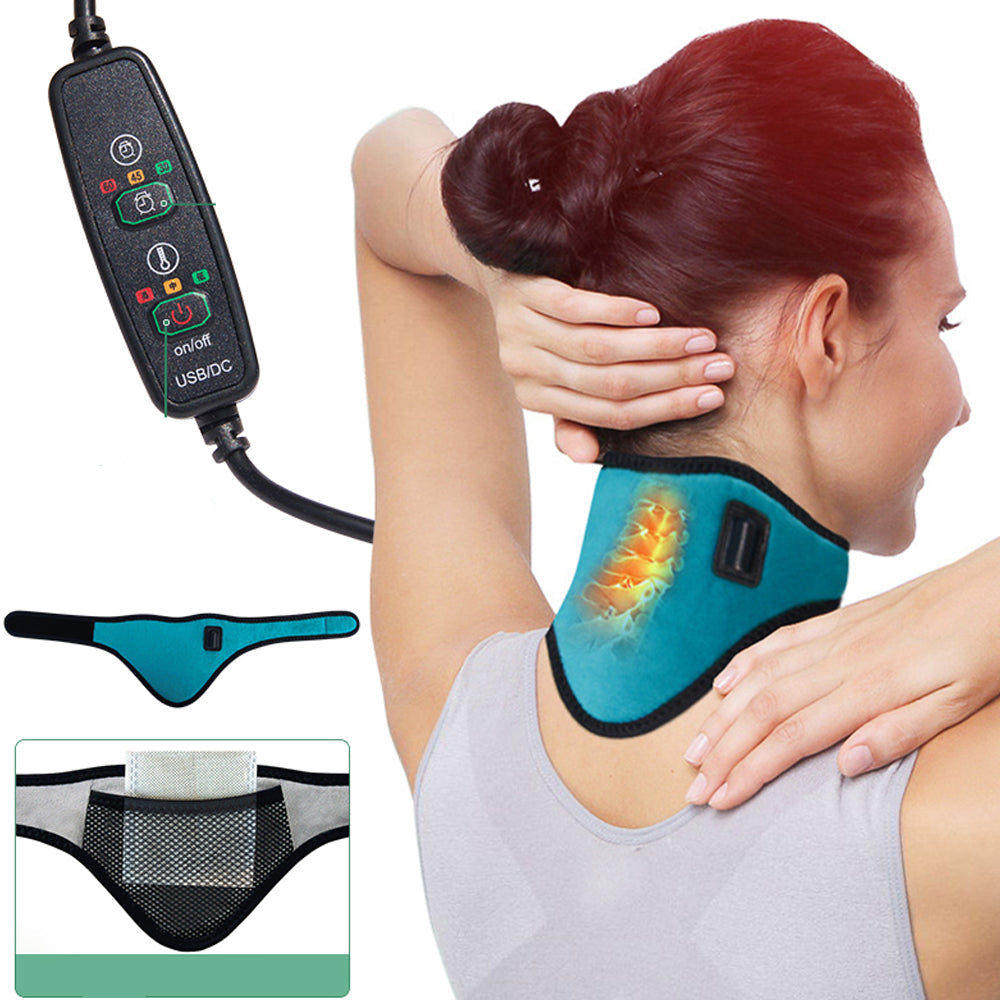 Adjustable Cervical Electric Heated Neck Brace - Therapy Device for Pain Relief, Portable Neck Support Warmer for Relaxation