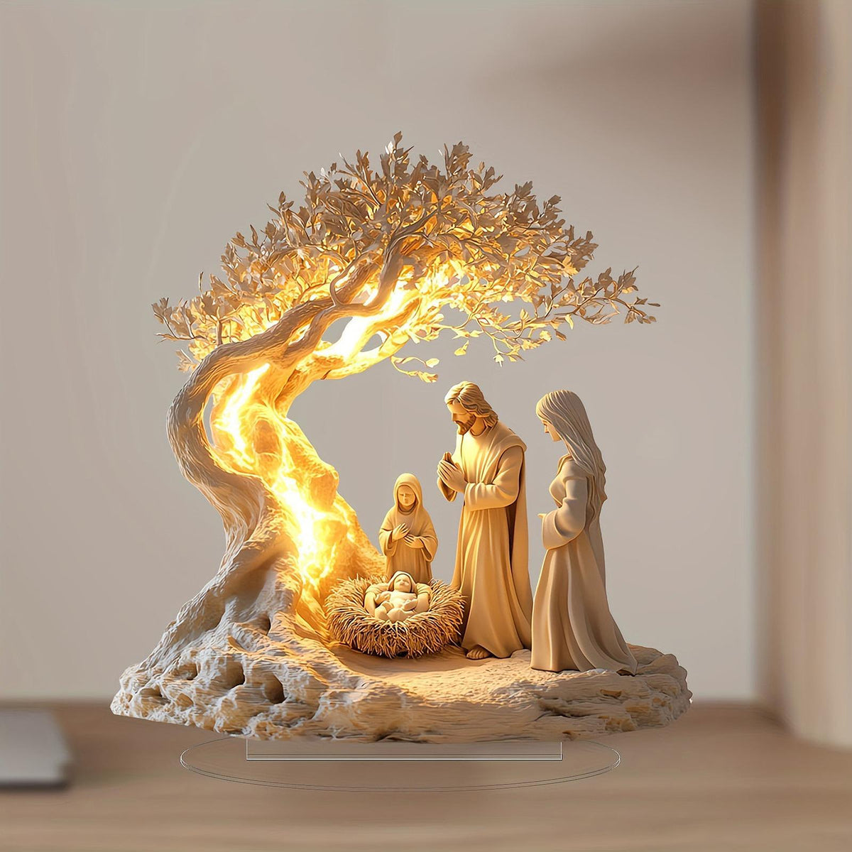 Nativity Jesus Birth Figurine – 2D Acrylic Christmas Statue Ornament for Home, Office, Church Decor, and Holiday Collectible Displays