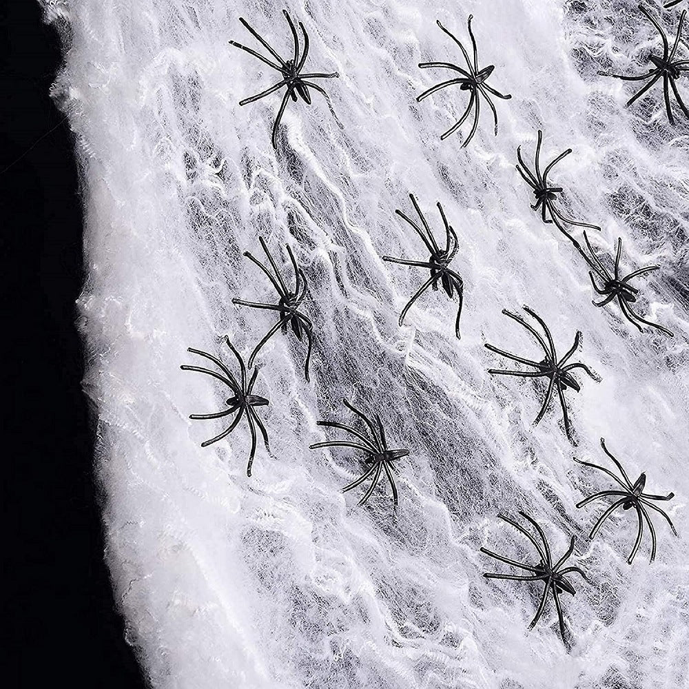 Stretchy Halloween Spider Web – Artificial White Cobweb Decoration for Haunted Houses, Scary Party Scenes, Indoor Displays and Outdoor Spooky Decor