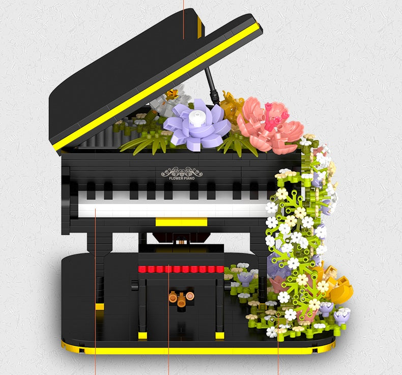 Mini Piano & Violin Building Block Set – DIY Musical Instrument Model with Eternal Flower Decor, Creative Gift for Children’s Birthdays