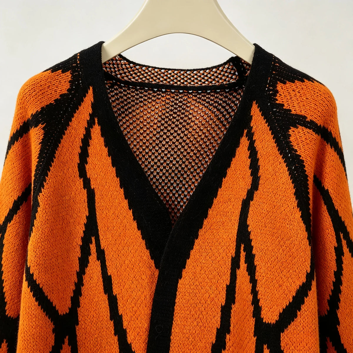 Butterfly Wing Knit Cardigan – Women's Cropped Monarch Print Sweater with Long Sleeves, Open Front Y2K Korean Fashion Styling