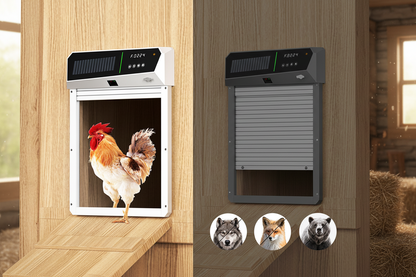 Solar Automatic Chicken Coop Door – Intelligent Light-Sensing Roller Shutter with Power Storage for Convenient Poultry Access, Night Security and Hands-Free Operation