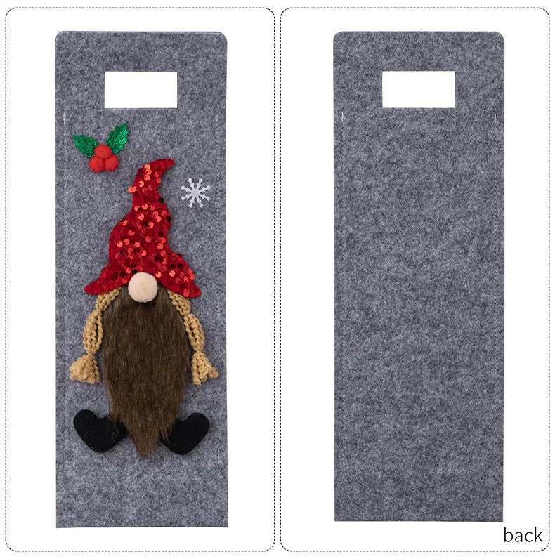 Christmas Gnome Wine Bottle Cover – Faceless Elf Bottle Bag Decoration for Home Holiday Parties, Christmas Table Décor Gift Accessory