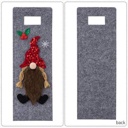 Christmas Gnome Wine Bottle Cover – Faceless Elf Bottle Bag Decoration for Home Holiday Parties, Christmas Table Décor Gift Accessory