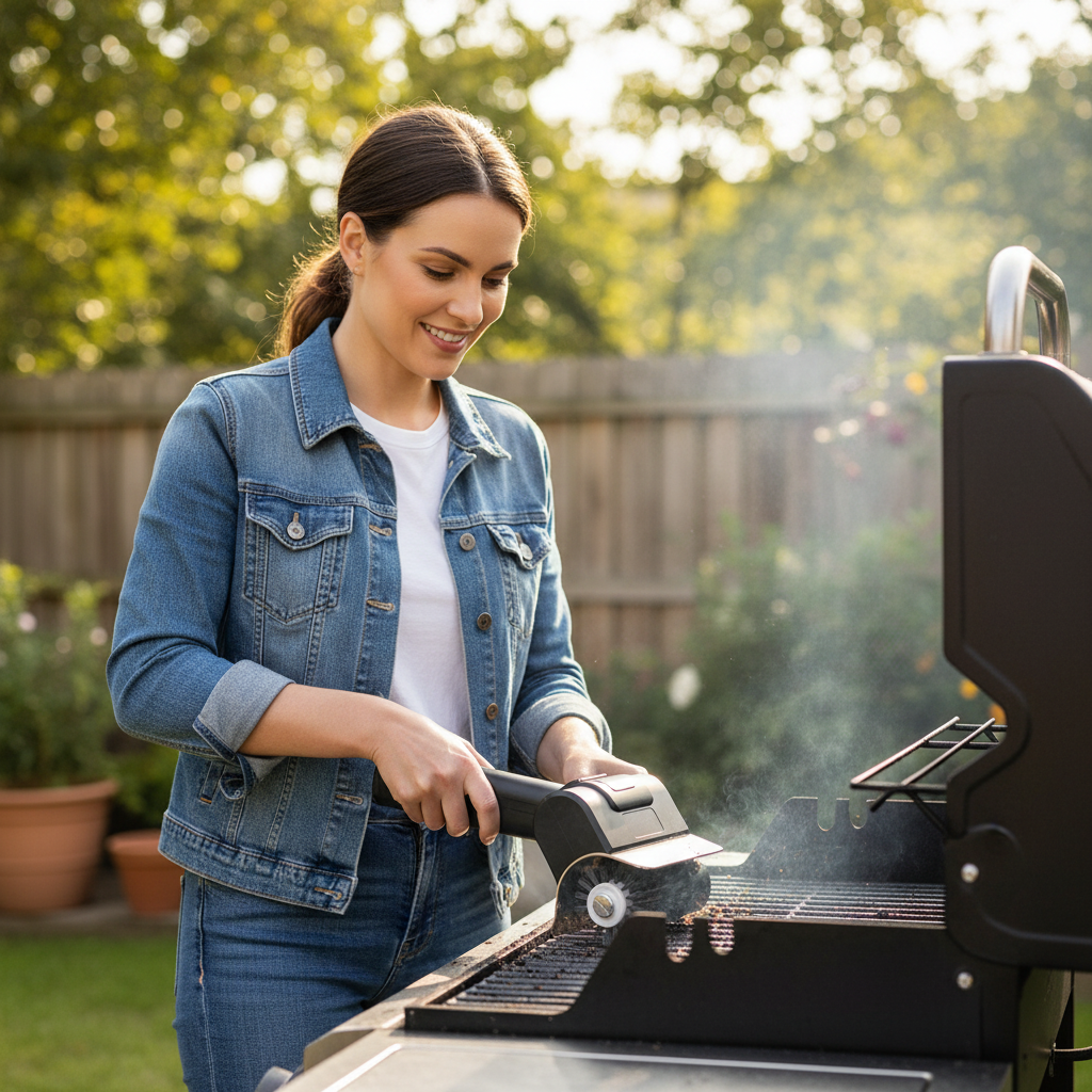 Rechargeable Electric Grill Brush – High-Speed Handheld BBQ Cleaner with Stainless Steel Brush Head for Fast, Powerful Grate and Barbecue Maintenance