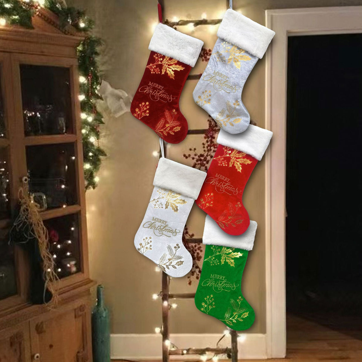 Knitted Christmas Stockings – Large Candy Gift Socks for Fireplace, Tree & Home Holiday Décor, Classic Navidad Ornaments