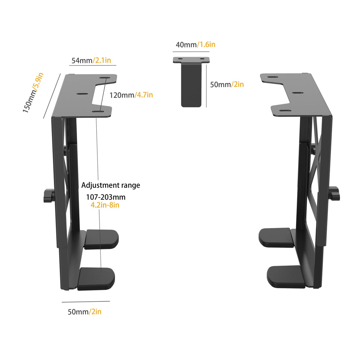Adjustable Under-Desk PC / NAS Mount – Heavy-Duty Bracket Holder for CPU Towers, UPS Units & Small Form Computers, Space-Saving Office Setup
