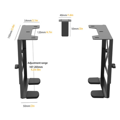Adjustable Under-Desk PC / NAS Mount – Heavy-Duty Bracket Holder for CPU Towers, UPS Units & Small Form Computers, Space-Saving Office Setup