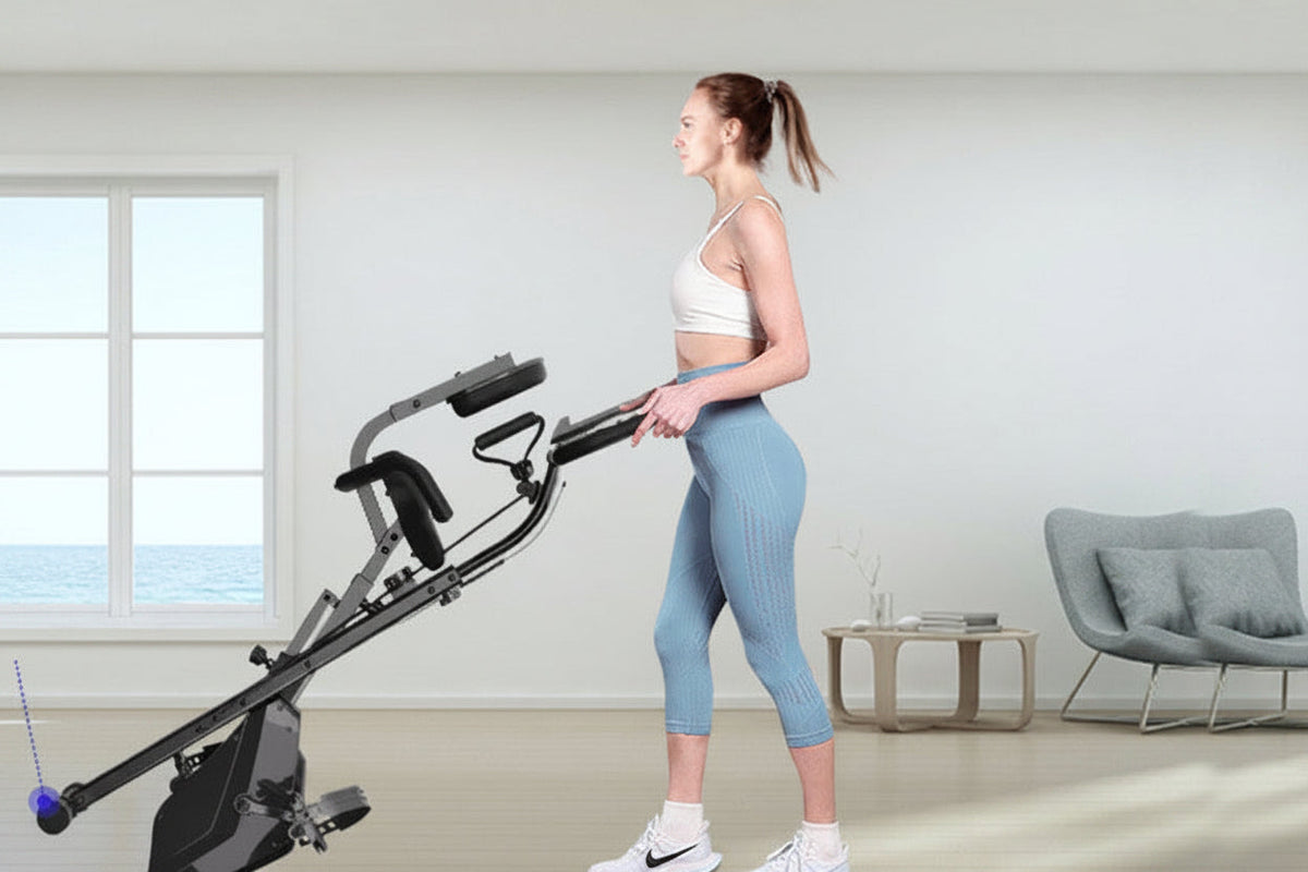 Foldable Exercise Bike – Indoor Stationary Fitness Bicycle with 8 Resistance Levels, Heart Rate Sensors and LCD Workout Display