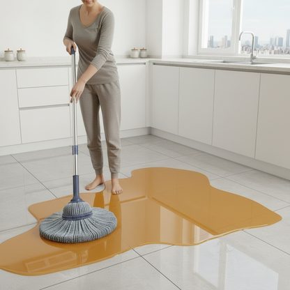 Self-Wringing Spin Mop – 40cm Microfiber Wet and Dry Floor Cleaner with Hands-Free Washing for Kitchen, Bathroom and Home