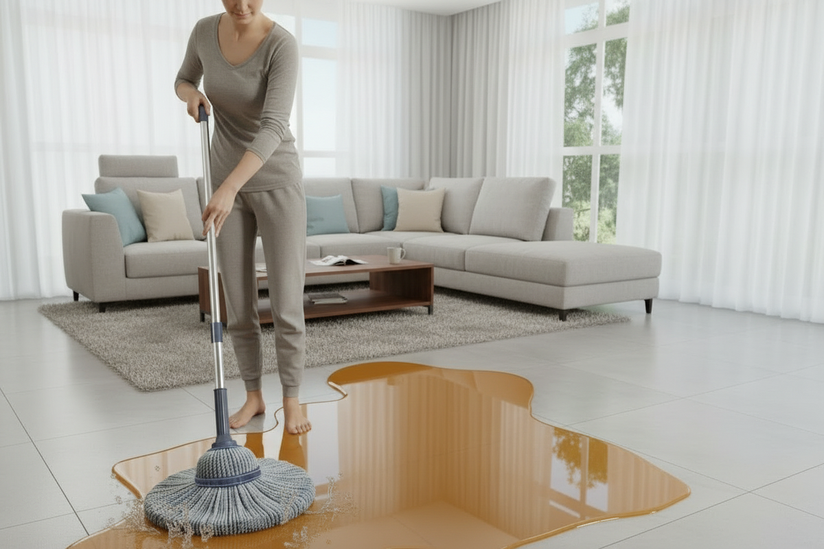 Self-Wringing Spin Mop – 40cm Microfiber Wet and Dry Floor Cleaner with Hands-Free Washing for Kitchen, Bathroom and Home