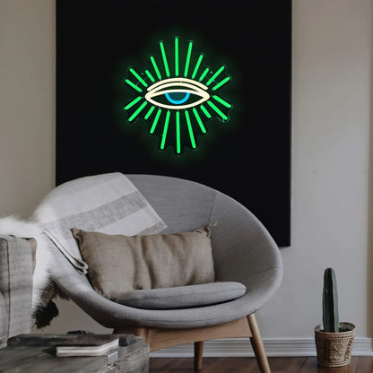 Green Evil Eyes Neon Sign – Gothic LED Wall Light for Game Rooms, Bedrooms, Man Caves and Parties with Bold Nighttime Decor