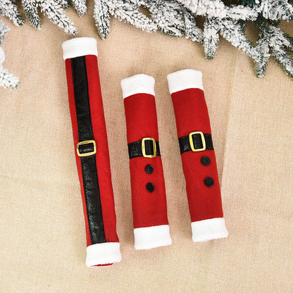 Linen Embroidered Handle Covers – Protective Refrigerator & Microwave Door Handle Gloves with Christmas Designs for Holiday Home Decoration