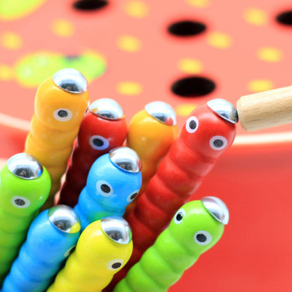 Wooden Fruit Catch Worm Game – Interactive Kids Toy for Fine Motor Skills, Hand-Eye Coordination, Pretend Play and Early Learning