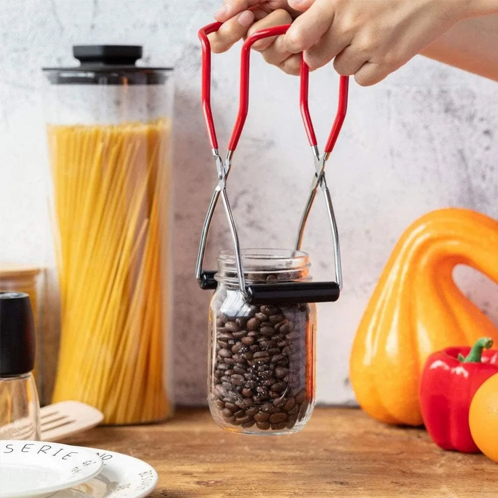 Stainless Steel Canning Jar Lifter – Grip Handle Tongs for Safely Handling Hot Mason Jars, Glass Containers and Home Preserving Projects