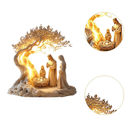 Nativity Jesus Birth Figurine – 2D Acrylic Christmas Statue Ornament for Home, Office, Church Decor, and Holiday Collectible Displays