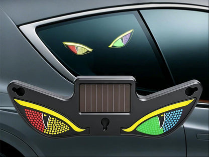 Wireless Car LED Demon Eye Light – Solar-Powered Triangle Ambient Window Lamp with Neon Glow for Automotive Interior and Exterior Decoration