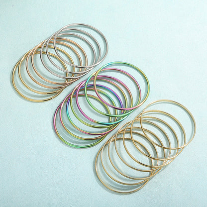 Stainless Steel Bangles for Women - 7pcs Multi-Color French Light Luxury Jewelry Set for Wedding, Gifts or Everyday Elegance