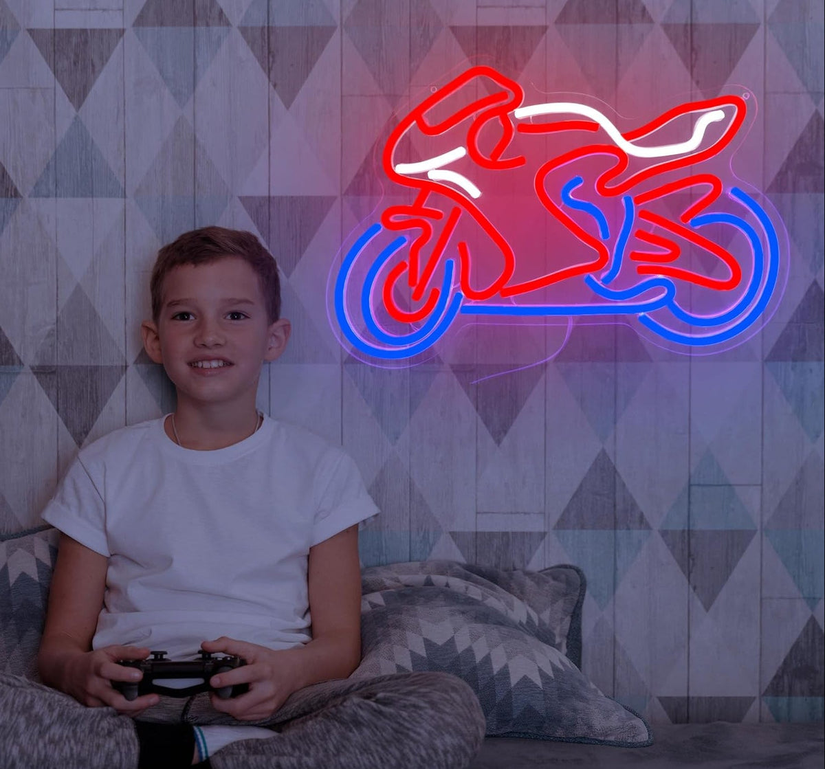 Motorcycle Neon Sign – USB LED Wall Light and Business Signage for Garages, Game Rooms and Bedrooms, Perfect for Biker-Themed Decor