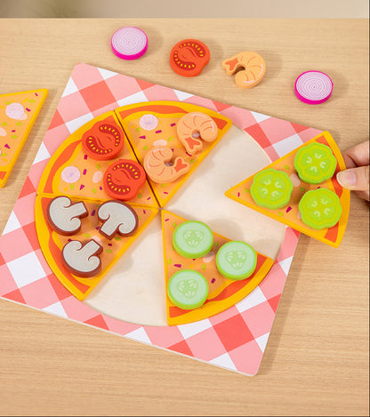 Wooden Donut Pizza Cookie Puzzle Set – Pretend Food Educational Toy for Kids with Matching, Sorting and Creative Kitchen Roleplay Fun