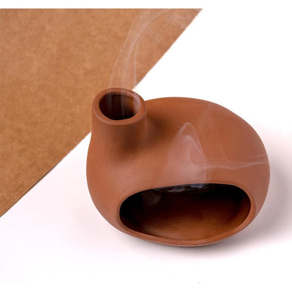 Terracotta Palo Santo Holder – Chiminea-Style Incense Burner for Meditation, Yoga & Cleansing; Works with Wood Sticks, Sage, Cones & Ash Catcher