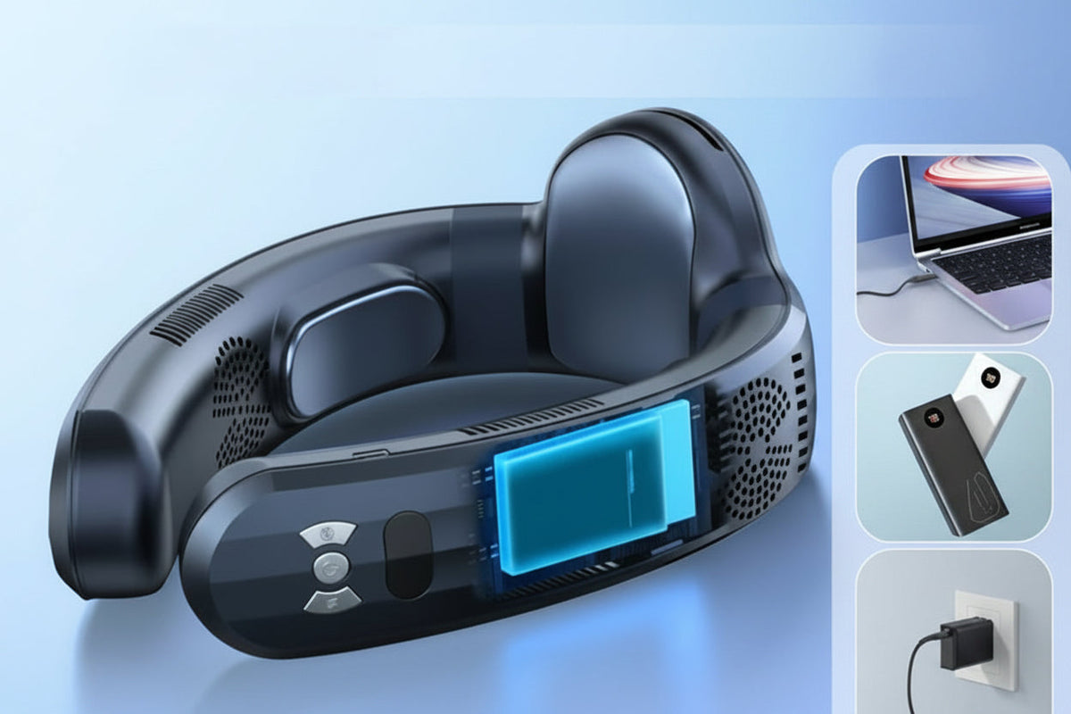 Semiconductor Cooling Neck Fan – Portable Hands-Free Personal Air Conditioner with Efficient Cooling for Summer Travel, Commuting and Outdoor Activities