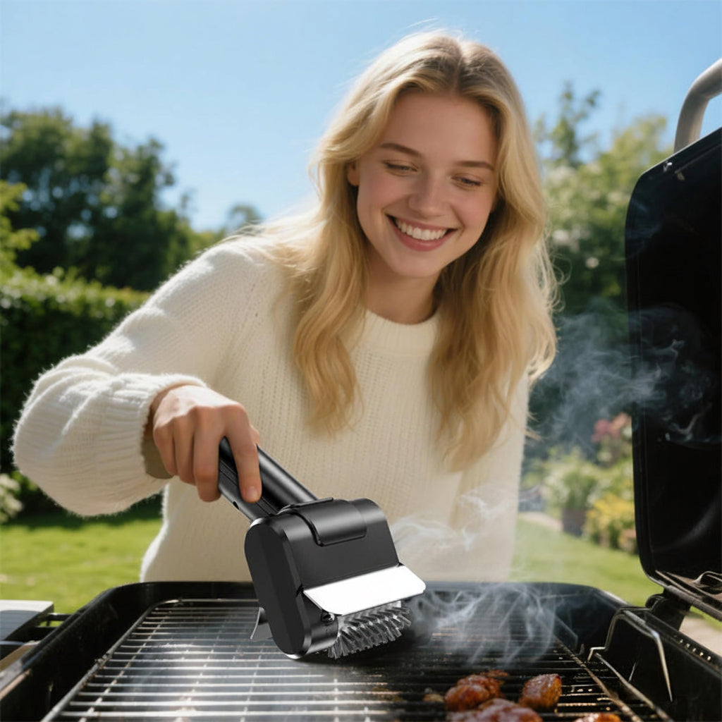 Rechargeable Electric Grill Brush – High-Speed Handheld BBQ Cleaner with Stainless Steel Brush Head for Fast, Powerful Grate and Barbecue Maintenance