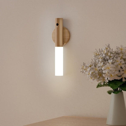Rechargeable Wooden Motion Sensor Wall Light – Wireless USB LED Night Lamp for Hallways, Bedrooms, Stairs and Convenient Hands-Free Illumination