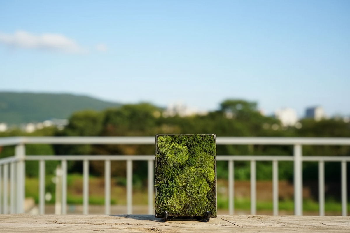 Mini Moss Fern Terrarium Frame – 12x17CM Glass Landscape Display with Stand for Succulents, Tabletop Decor and Nature-Inspired Home Styling