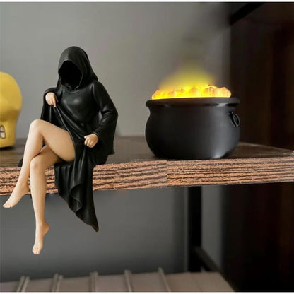 Halloween Masked Women Statue - Elegant and Mysterious Desktop Ornament for Fireplace, Entryway, or Halloween Home Decor