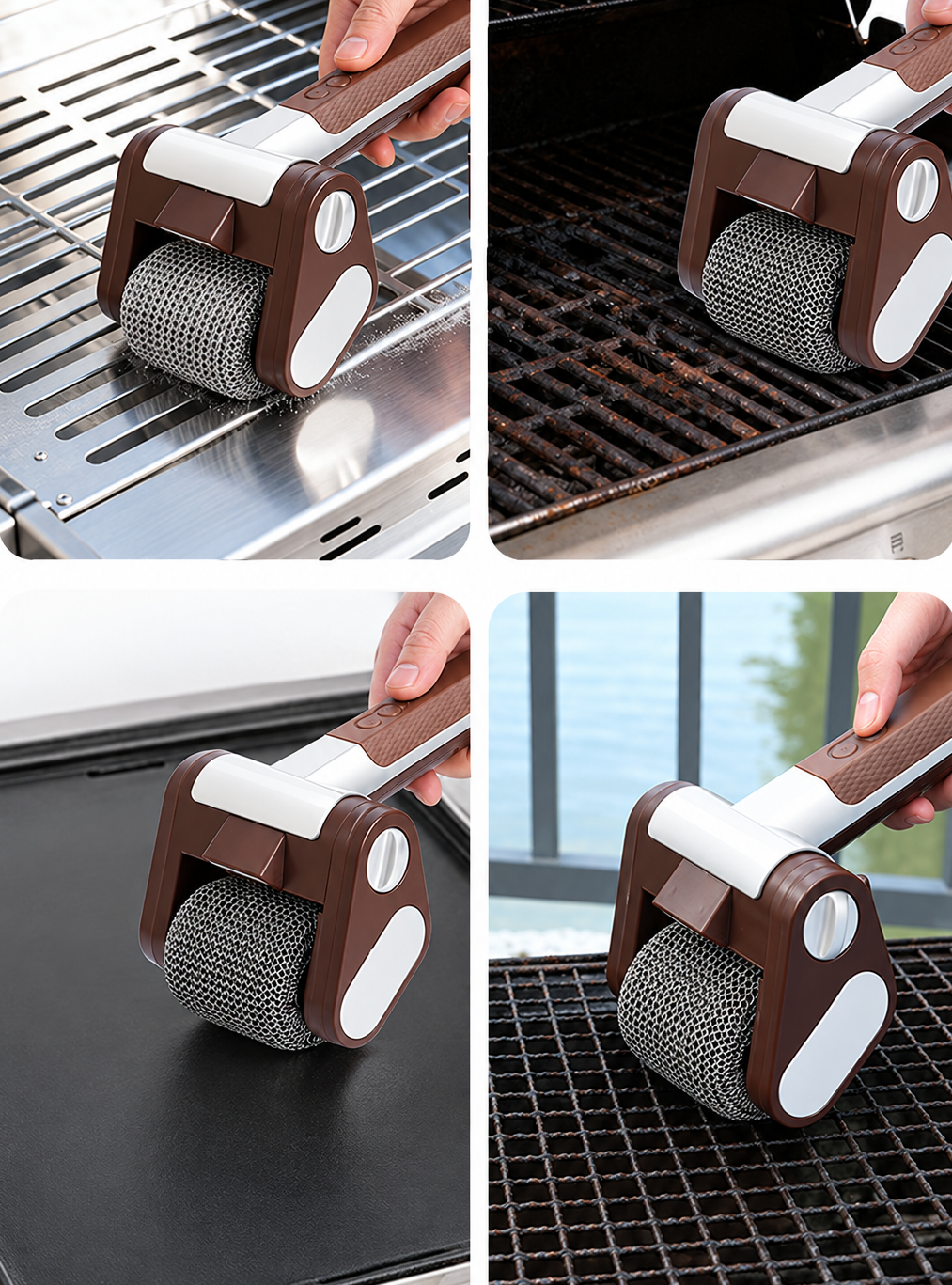 Rechargeable Electric Grill Brush – LED-Lighted BBQ Cleaner with 304 Stainless Steel Replaceable Heads for Fast, Powerful Barbecue Grate Cleaning